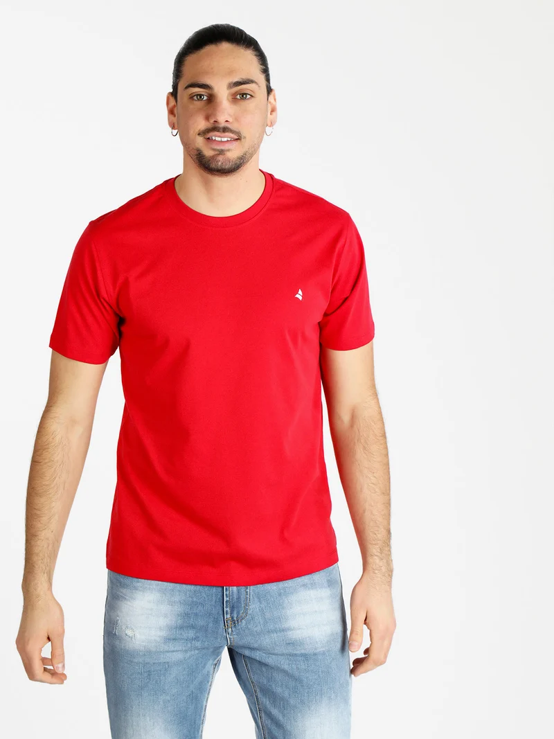 T-shirt uomo manica corta in cotone - rosso