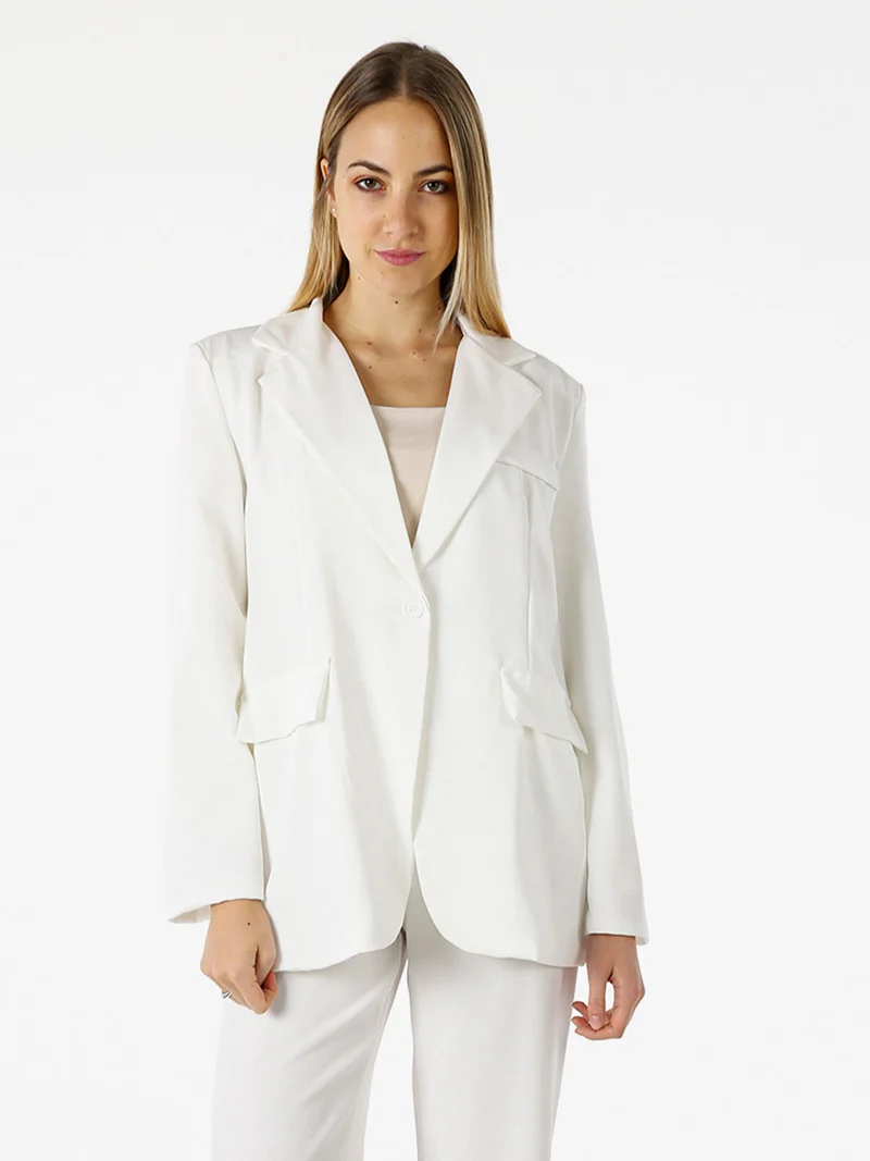 Blazer donna oversize con bottone - bianco