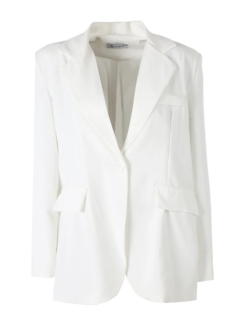 Blazer donna oversize con bottone - bianco