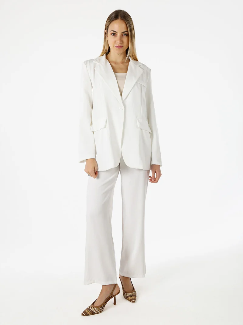 Blazer donna oversize con bottone - bianco