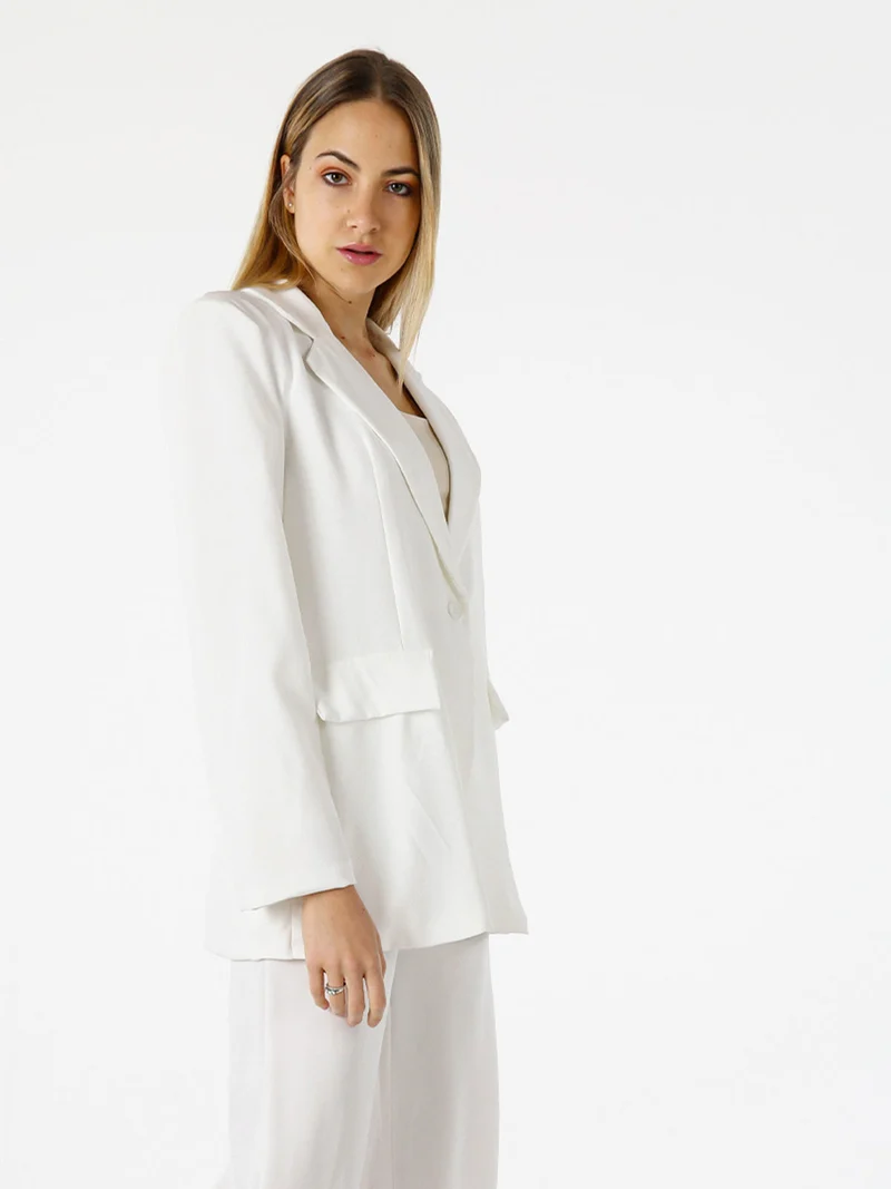 Blazer donna oversize con bottone - bianco