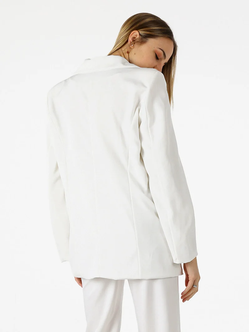 Blazer donna oversize con bottone - bianco