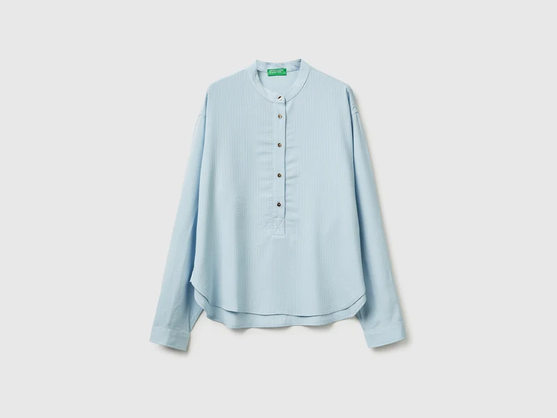 Gestreifte Bluse mit Stehkragen