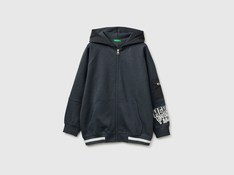 Offenes Sweatshirt mit Nyloneinsätzen