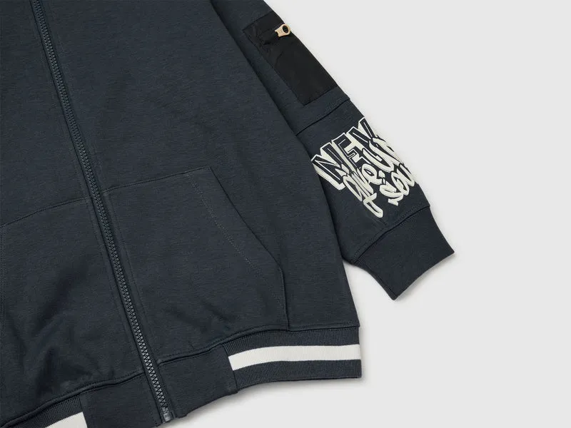 Offenes Sweatshirt mit Nyloneinsätzen