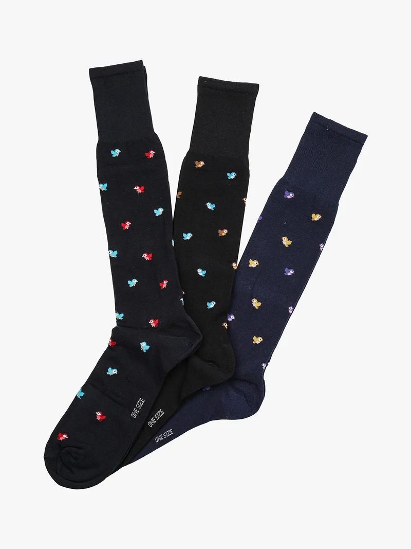 Confezione da 3 paia di calze lunghe uomo in cotone - multicolore