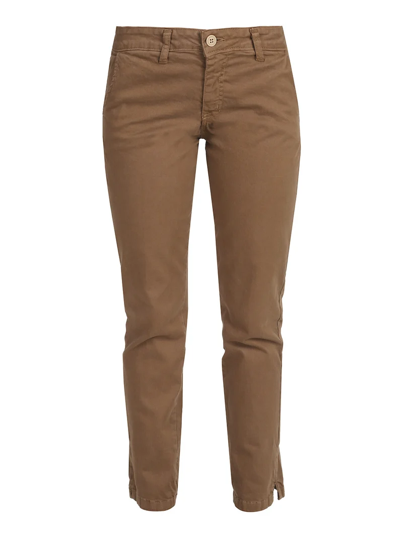 Pantaloni donna slim fit a vita bassa - marrone
