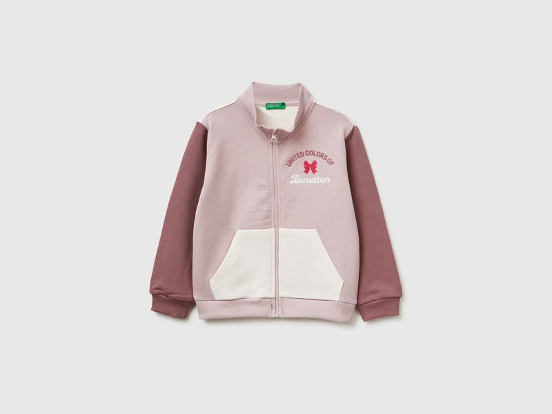 Sweatshirt mit Reißverschluss und Aufdruck