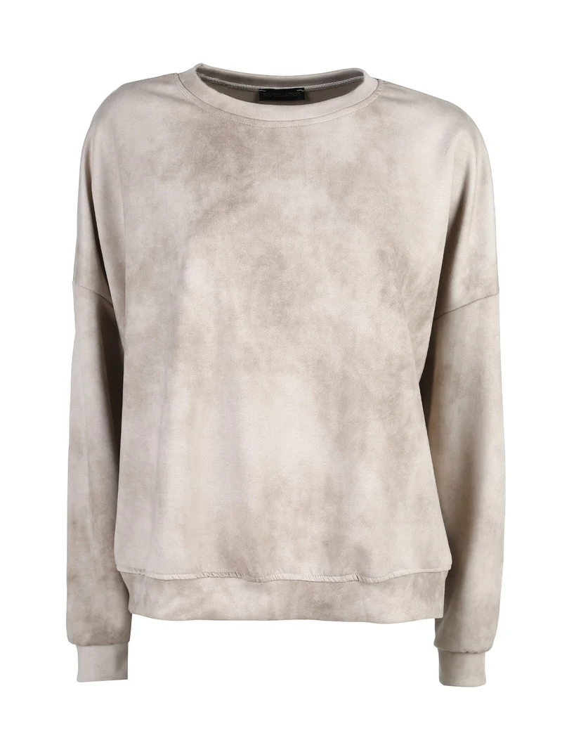 Felpa donna girocollo oversize - beige
