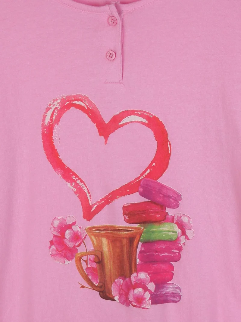 Pigiama lungo in cotone bambina - rosa