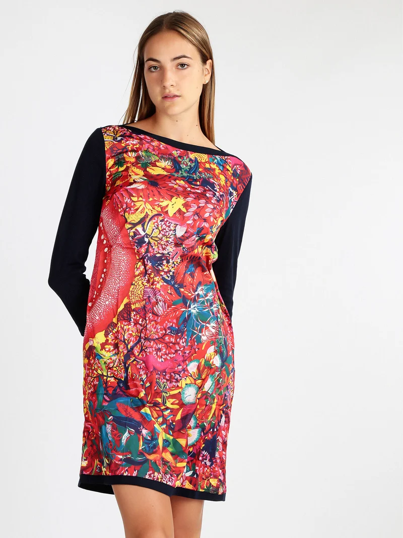 Vestito floreale donna a manica lunga - multicolore