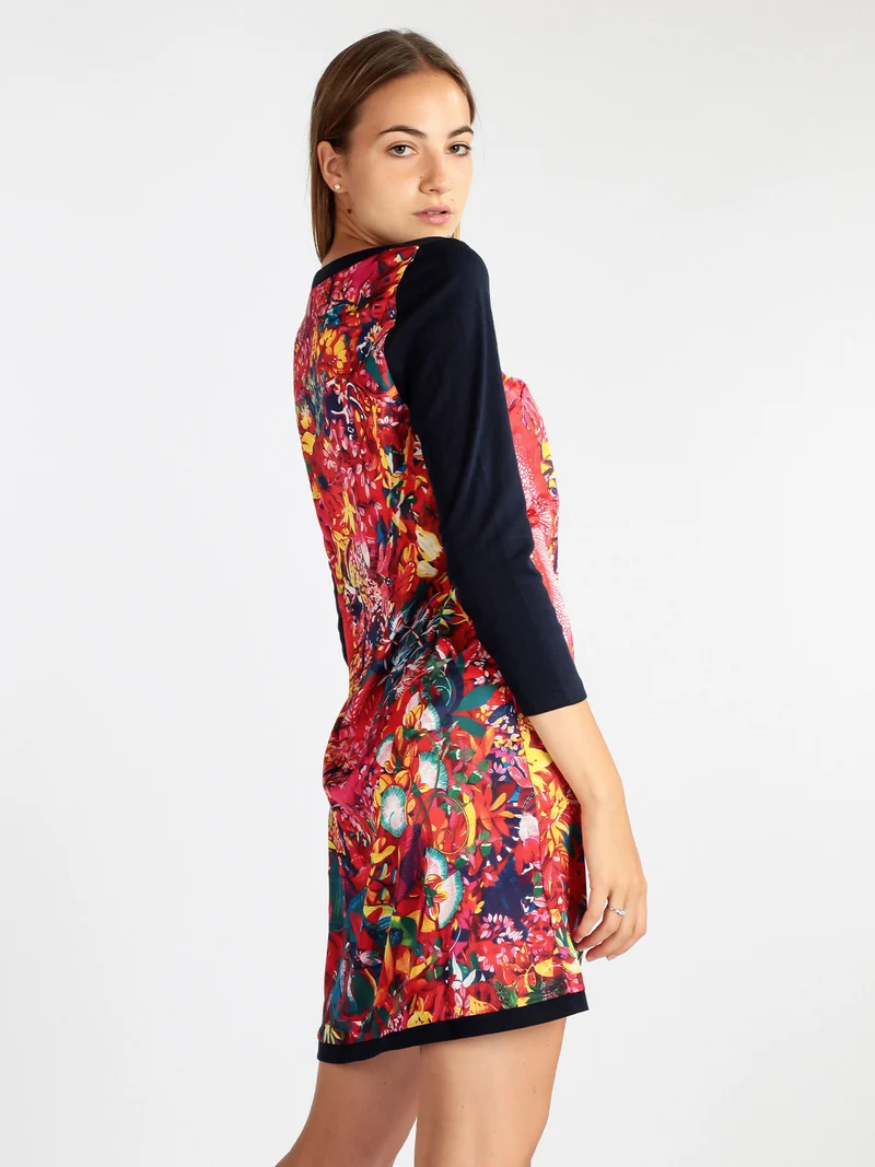 Vestito floreale donna a manica lunga - multicolore