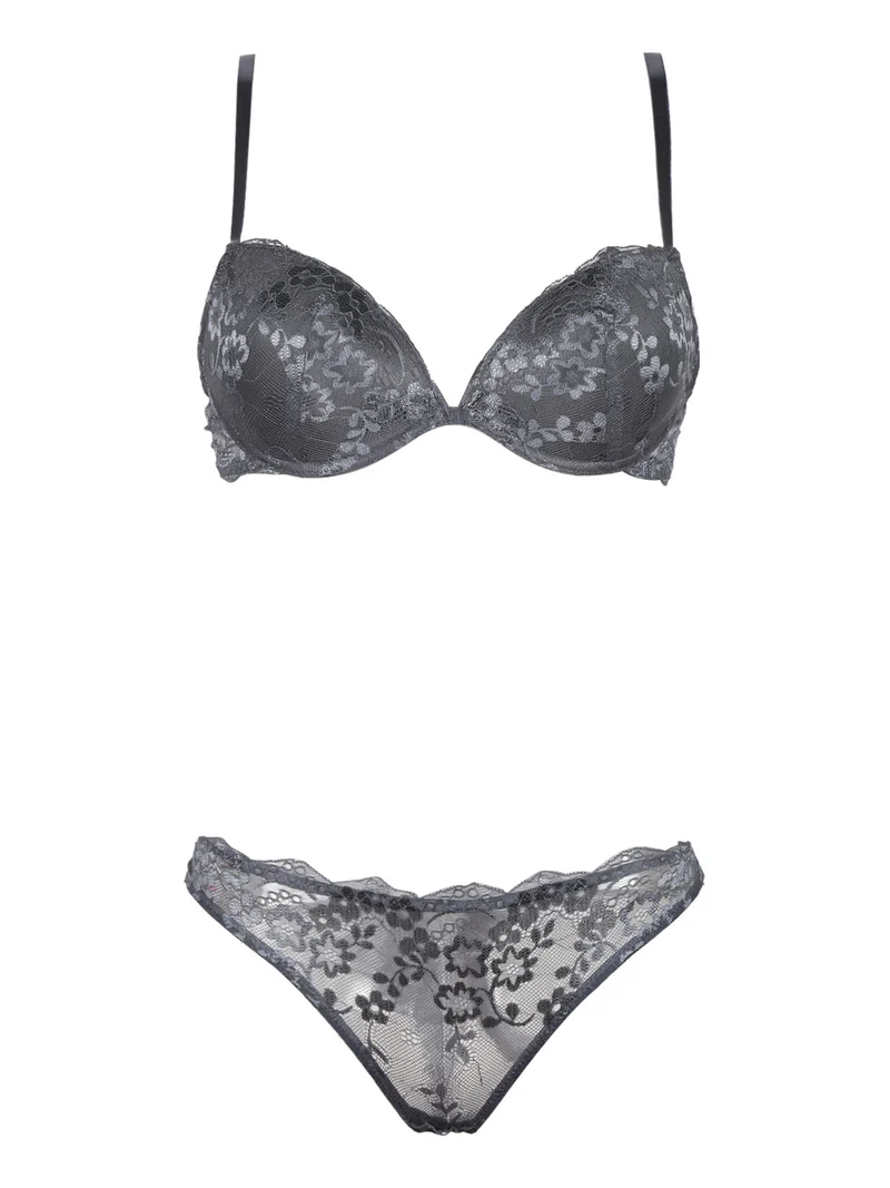 G5574C Reggiseno imbottito + brasiliano - grigio