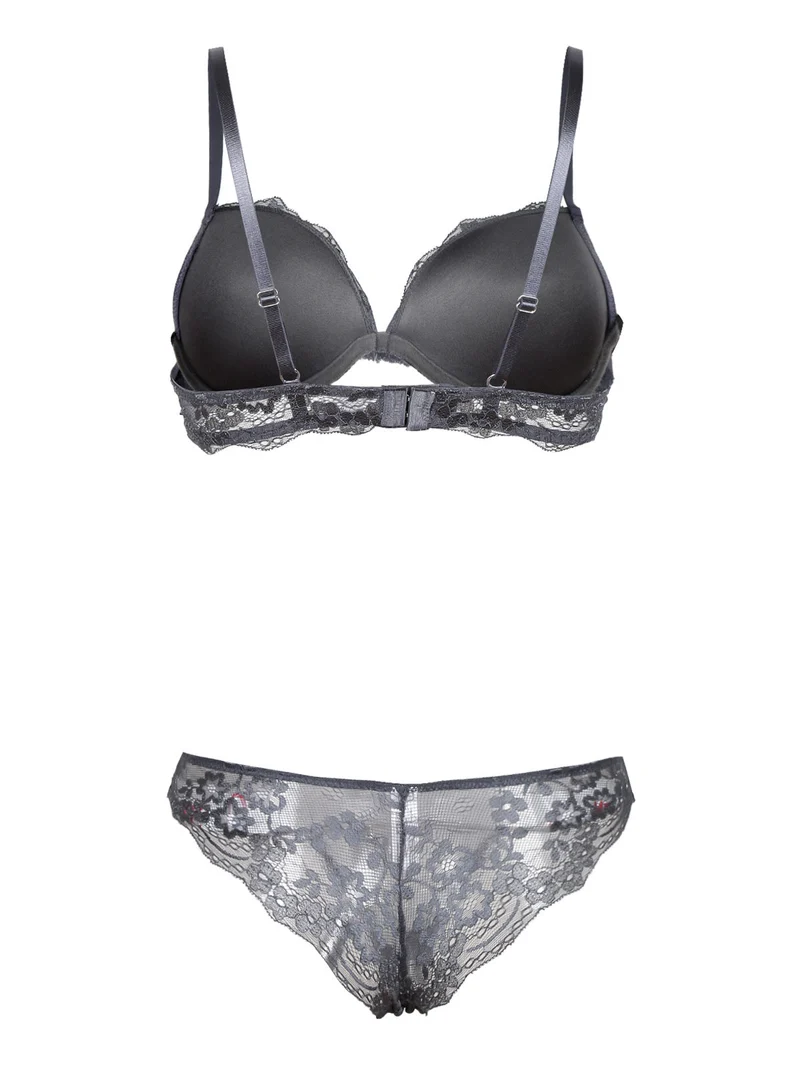 G5574C Reggiseno imbottito + brasiliano - grigio