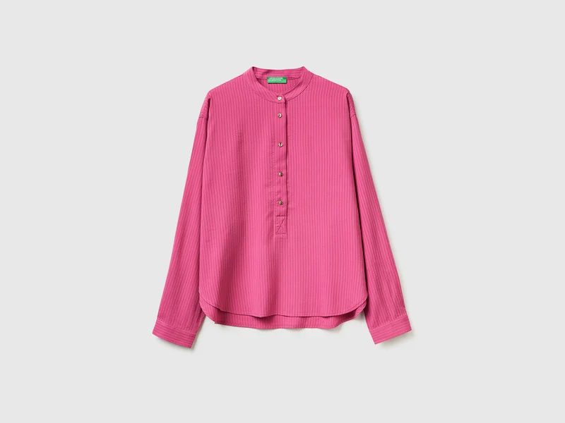 Gestreifte Bluse mit Stehkragen