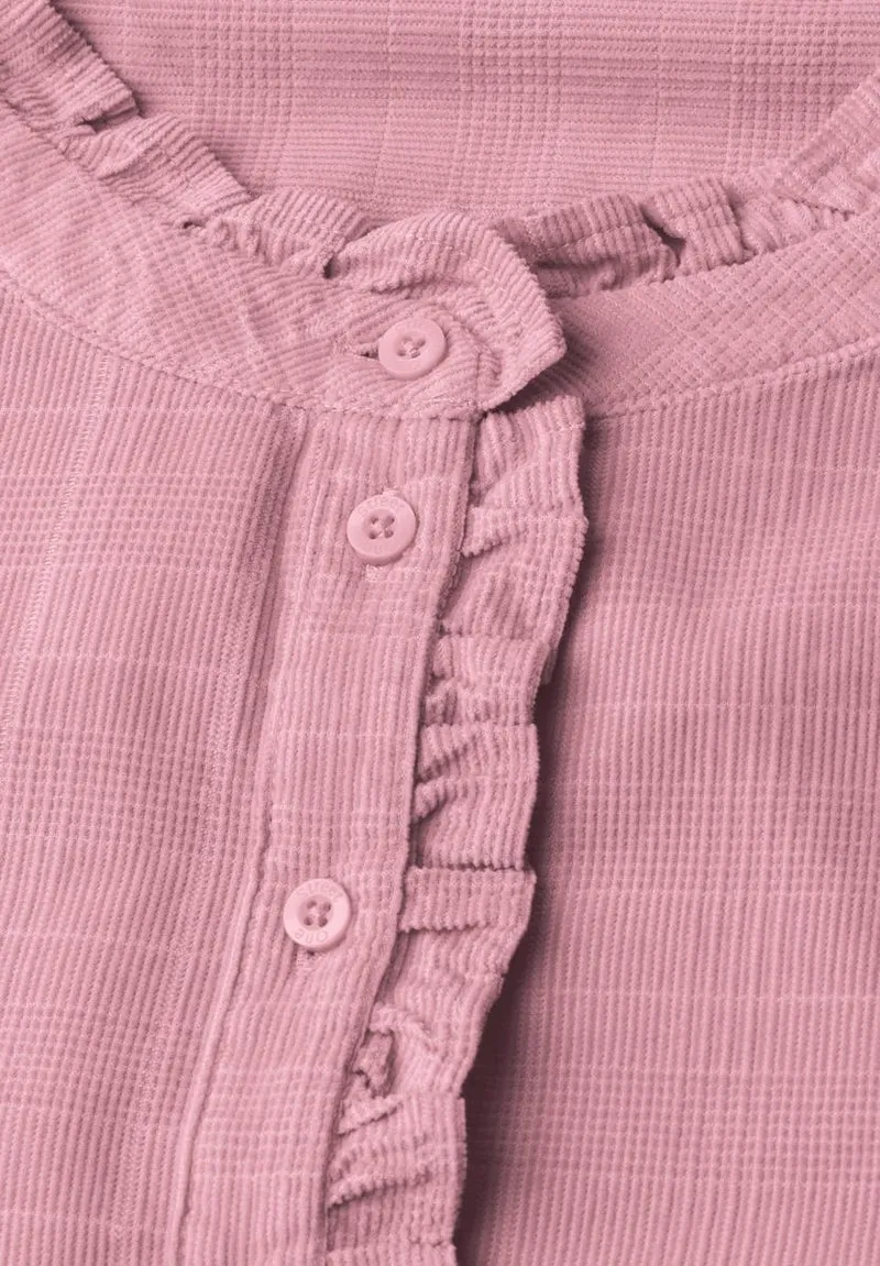 Langarm Cordbluse mit Rüschendetails