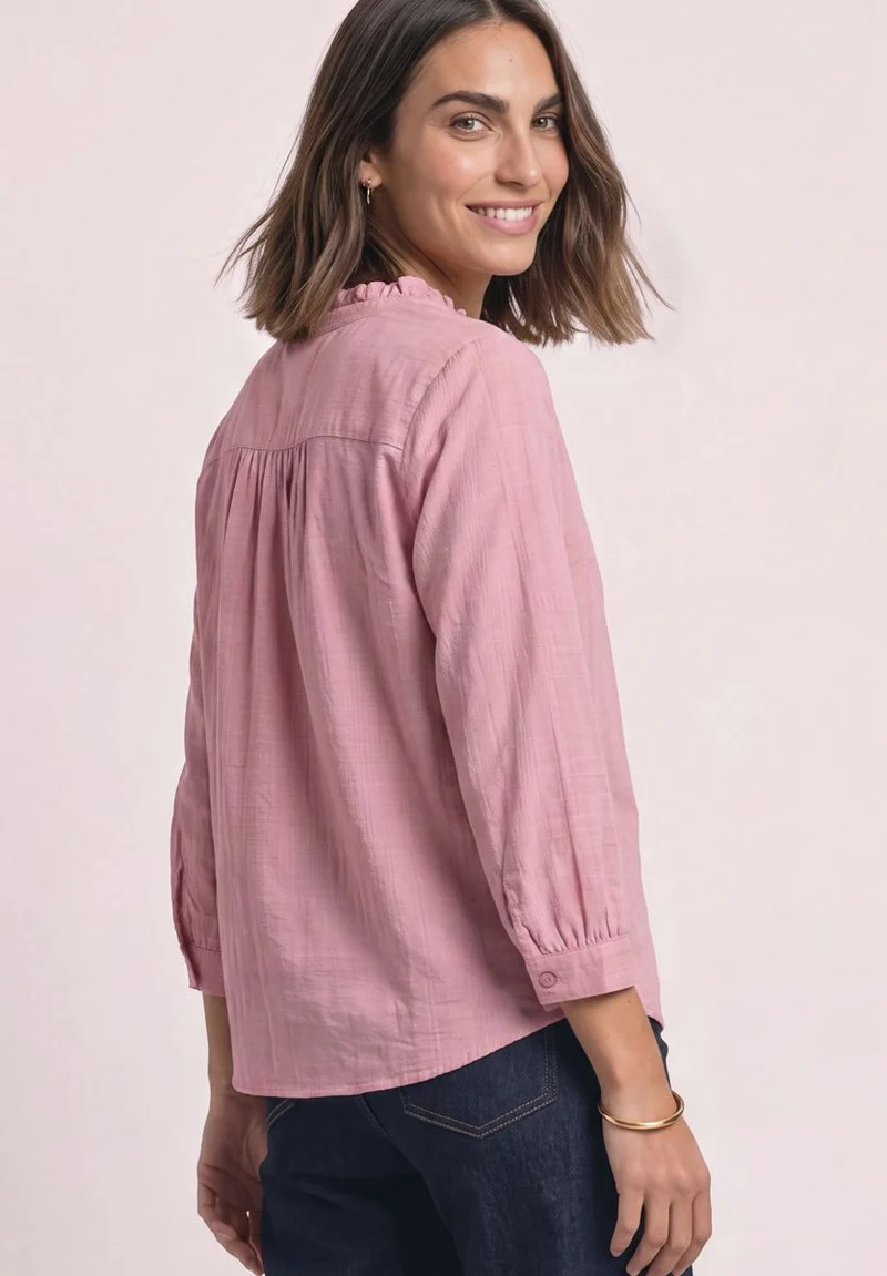Langarm Cordbluse mit Rüschendetails