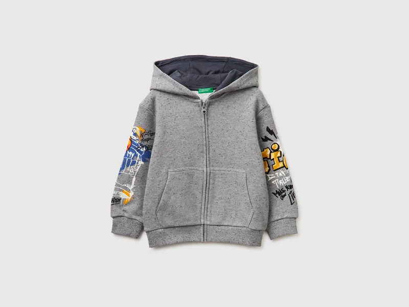 Oversized-Sweatshirt mit Reißverschluss und Aufdrucken