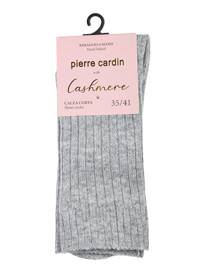 Calze corte donna in misto lana e cashmere a costine - grigio