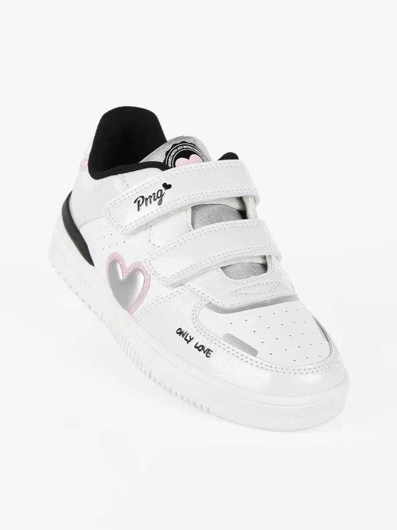Sneakers da bambina con strappo - bianco