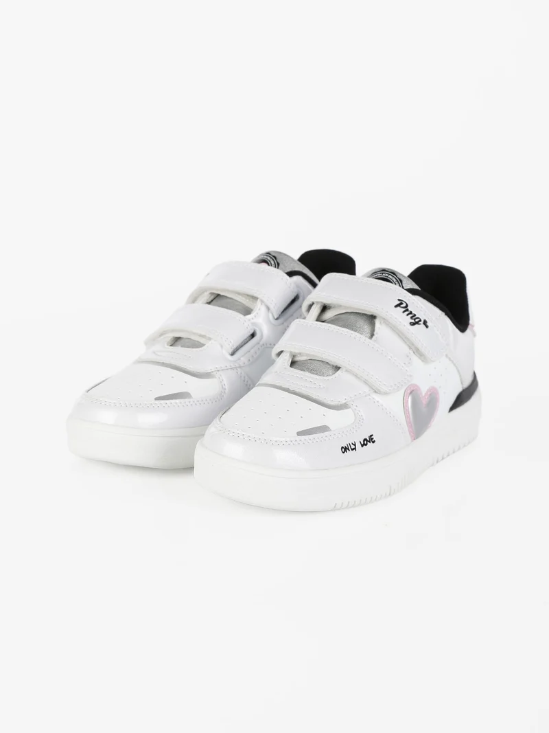 Sneakers da bambina con strappo - bianco