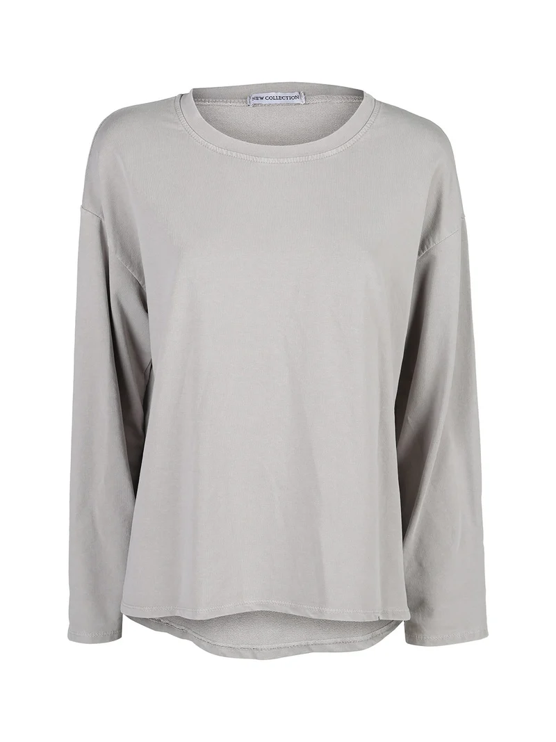 Felpa donna leggera oversize girocollo - perla