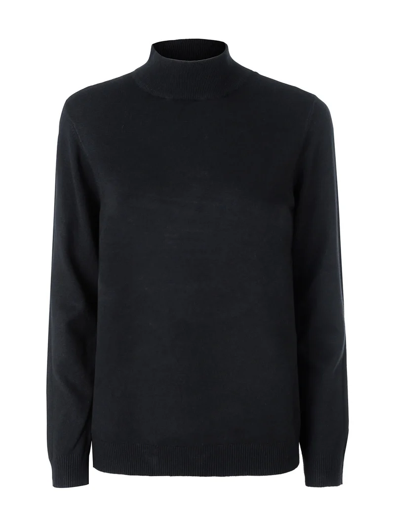 Pullover donna a lupetto in maglia - nero