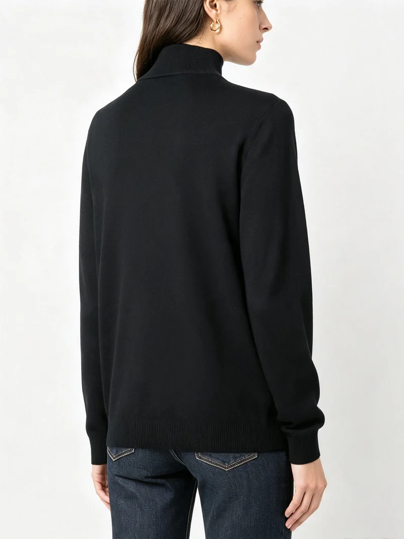 Pullover donna a lupetto in maglia - nero