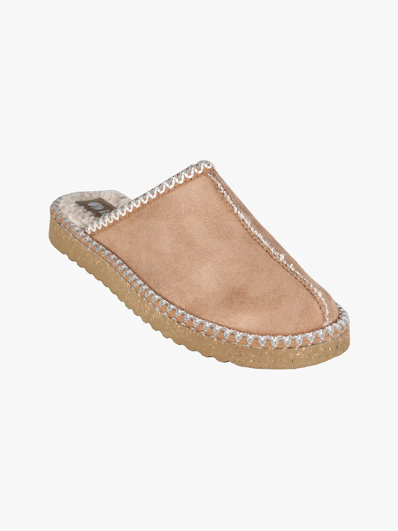 Pantofole donna in tessuto scamosciato - cammello