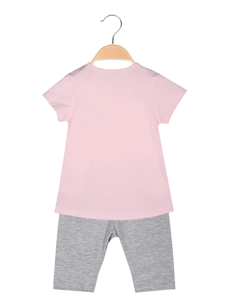 Completo da neonata 2 pezzi con t-shirt e pinocchietti - grigio