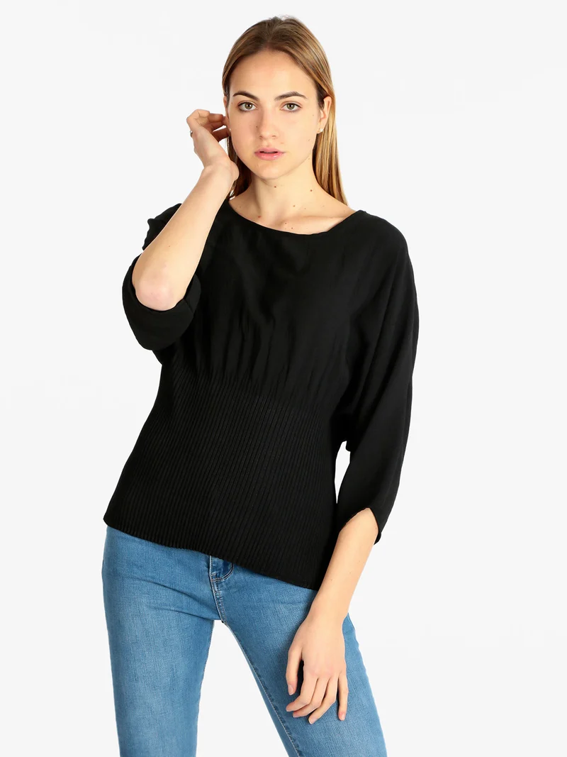 Blusa donna con manica a pipistrello - nero