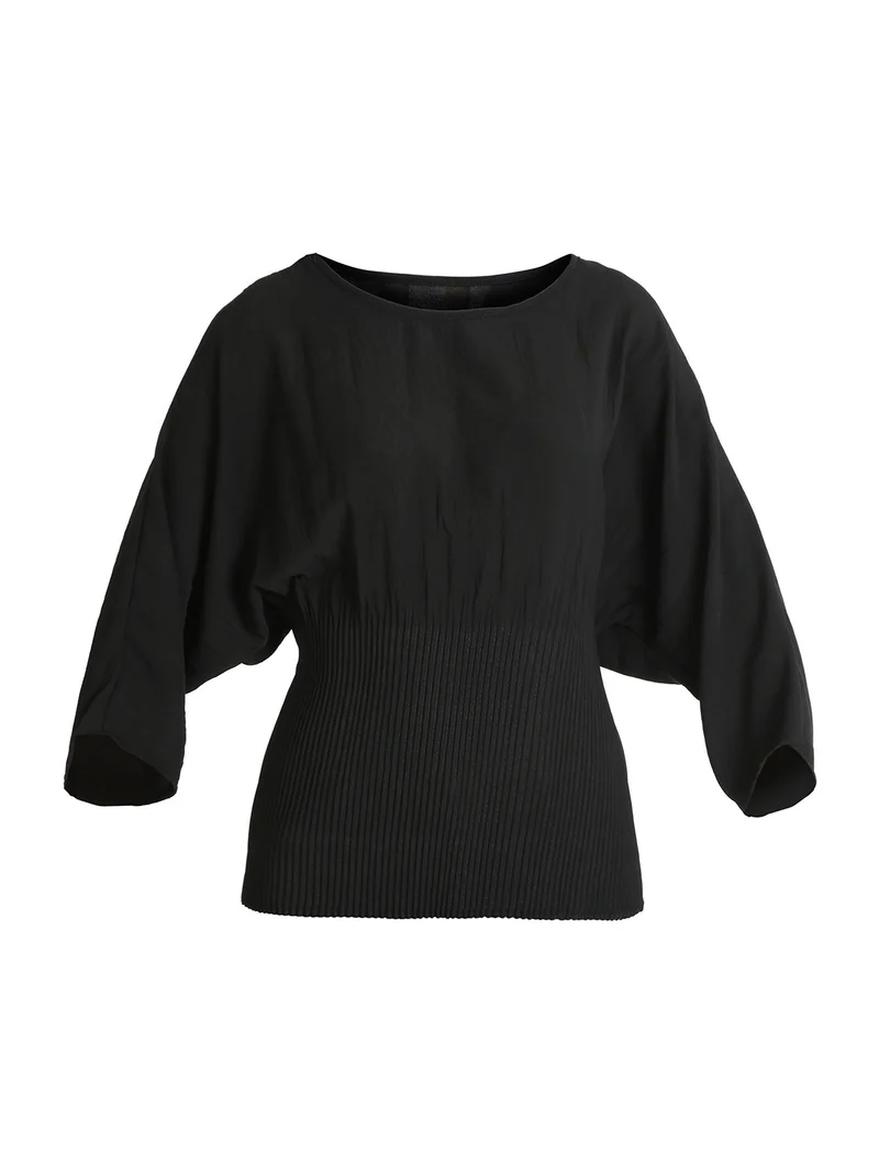 Blusa donna con manica a pipistrello - nero