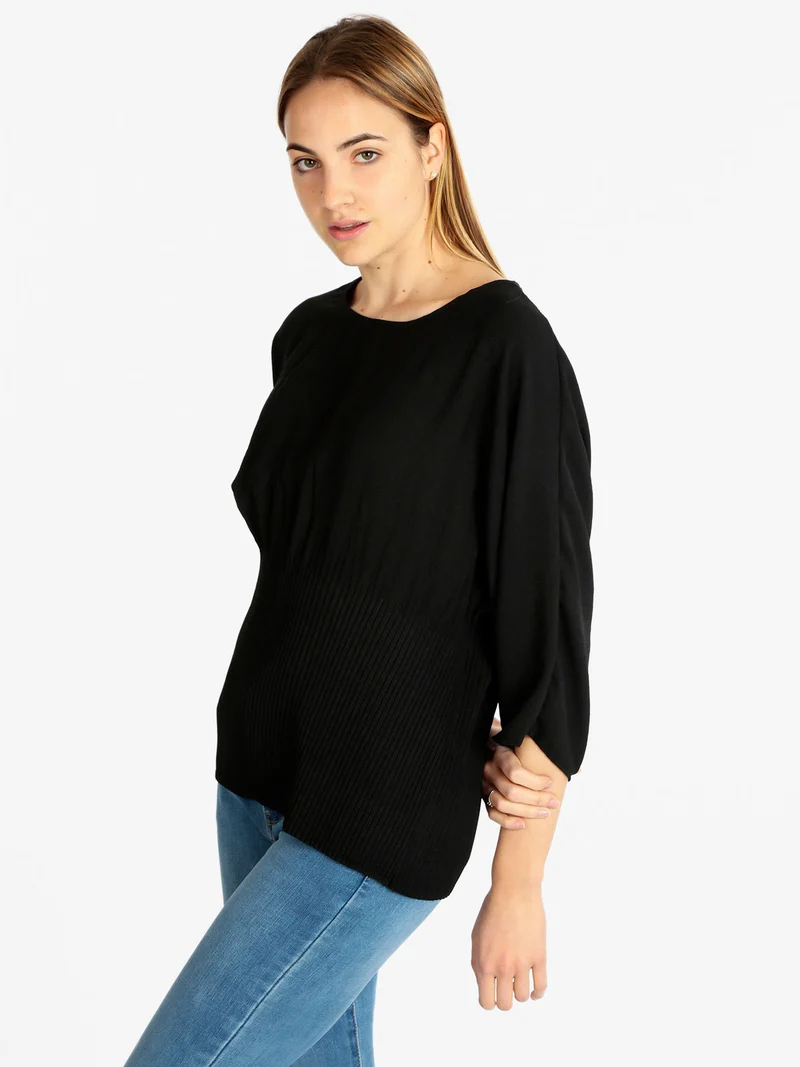 Blusa donna con manica a pipistrello - nero