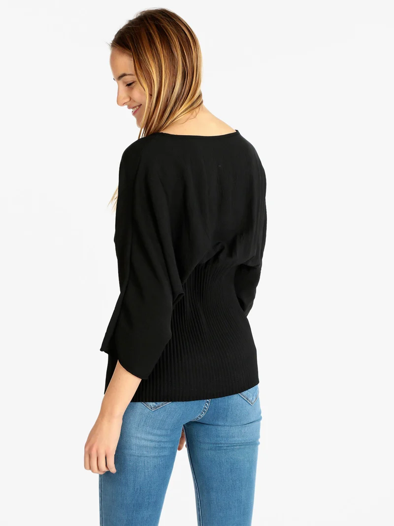 Blusa donna con manica a pipistrello - nero
