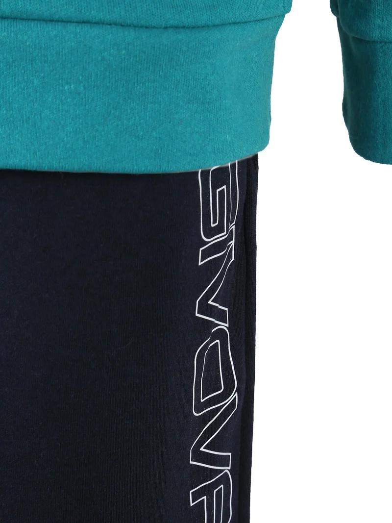 Pigiama lungo da uomo in misto cotone interlock - acqua marina