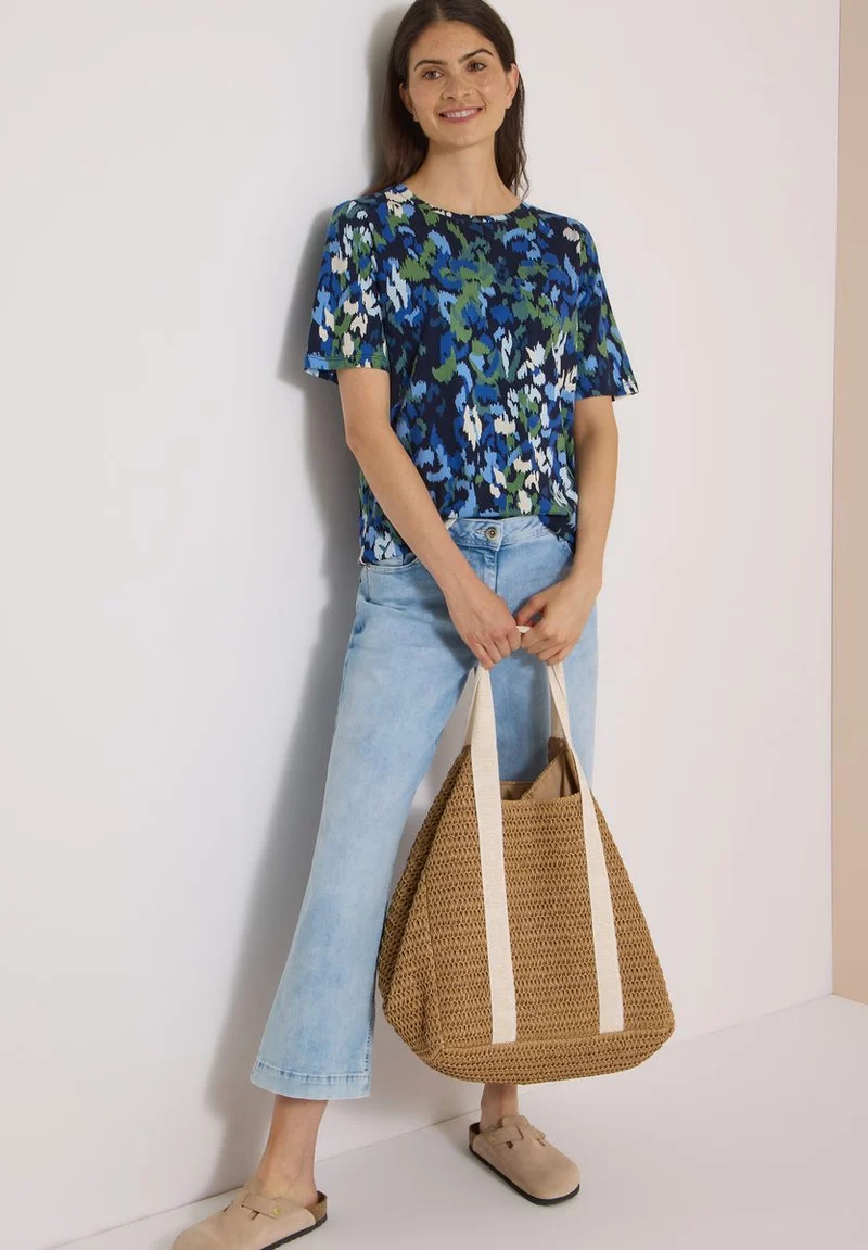 T-Shirt mit Boat Neck und Print