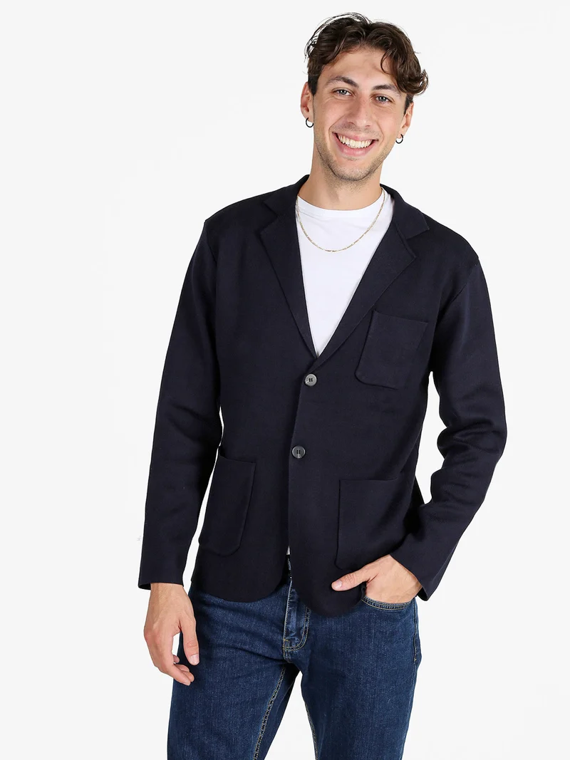 Blazer uomo in maglia - blu scuro
