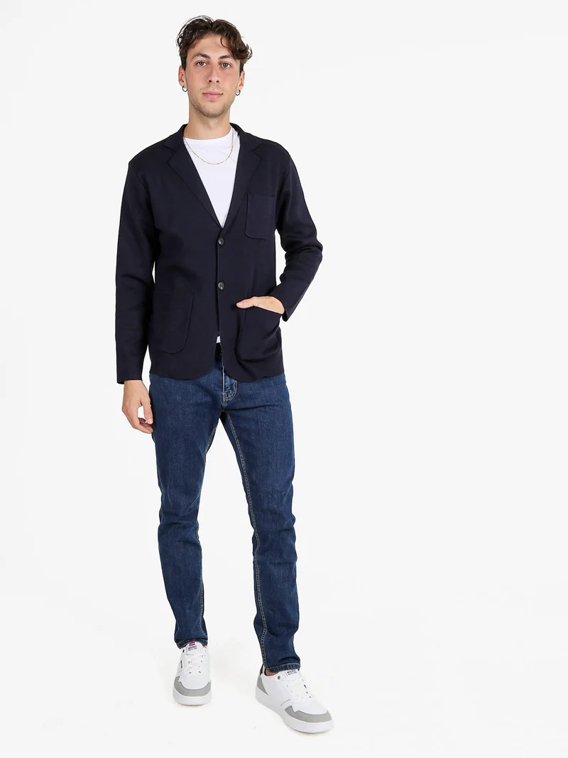 Blazer uomo in maglia - blu scuro