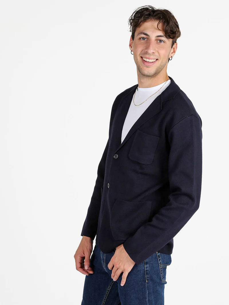 Blazer uomo in maglia - blu scuro