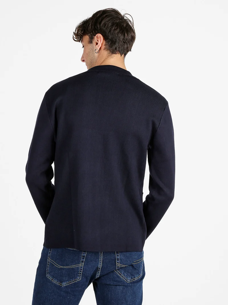 Blazer uomo in maglia - blu scuro