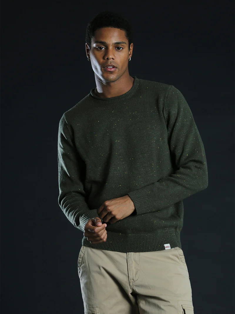 Maglione girocollo da uomo misto lana - militare