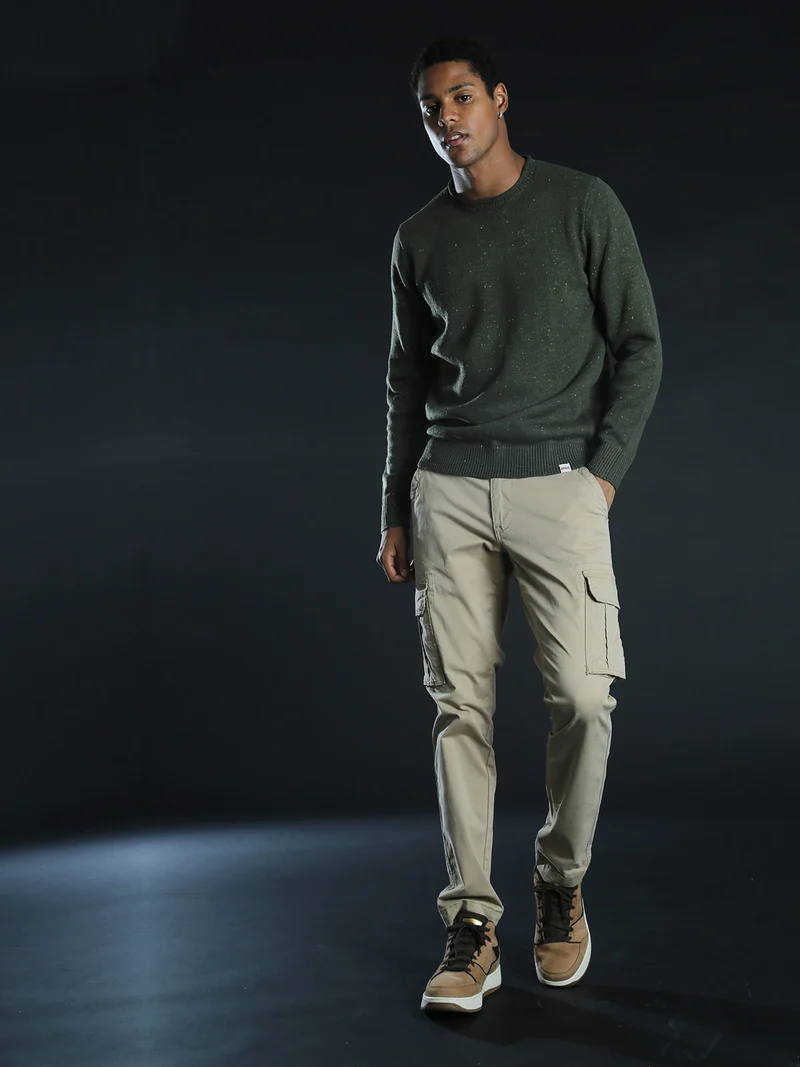 Maglione girocollo da uomo misto lana - militare