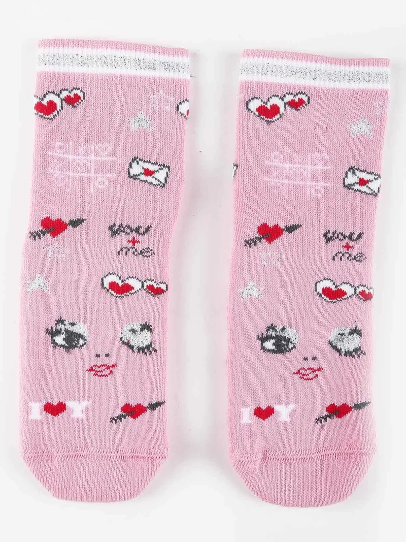 Calze antiscivolo da bambina con stampe - rosa