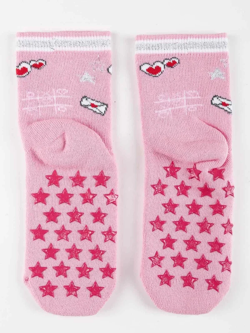 Calze antiscivolo da bambina con stampe - rosa