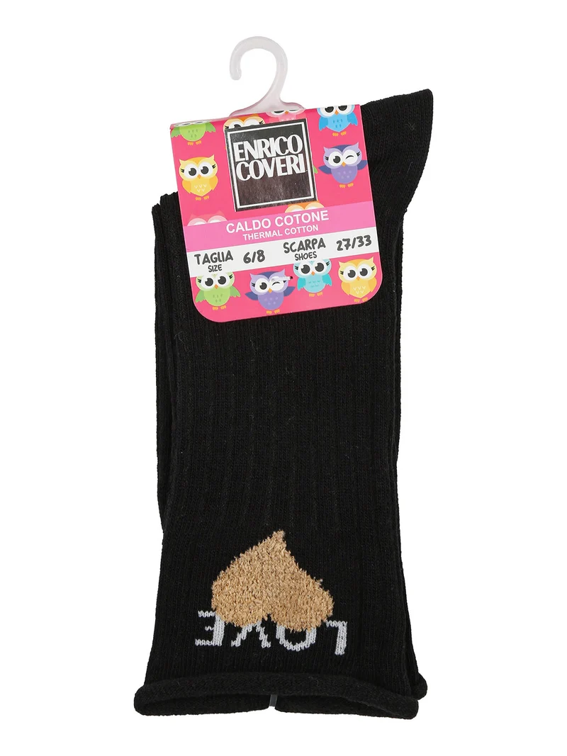Calze midi da bambina in caldo cotone - nero