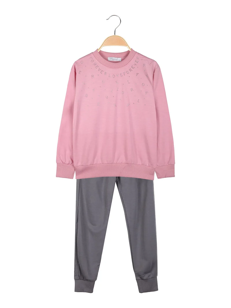 Completo tuta da bambina 2 pezzi felpa e pantaloni - rosa