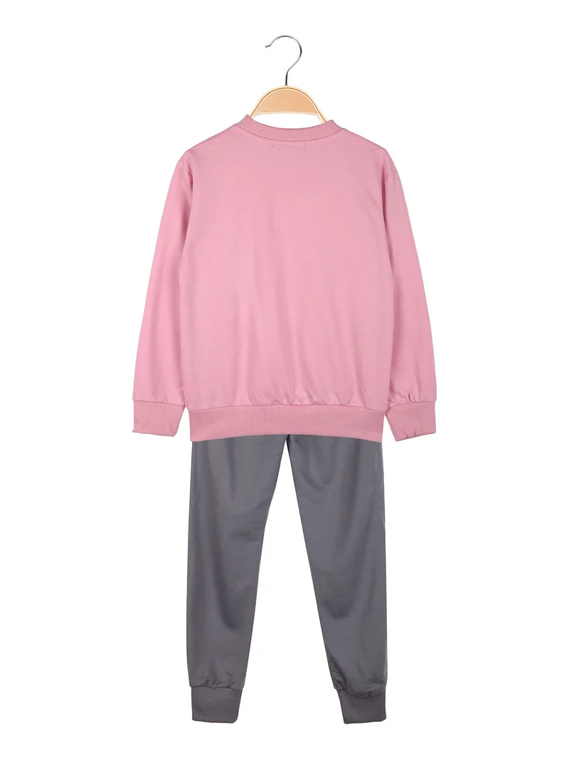 Completo tuta da bambina 2 pezzi felpa e pantaloni - rosa