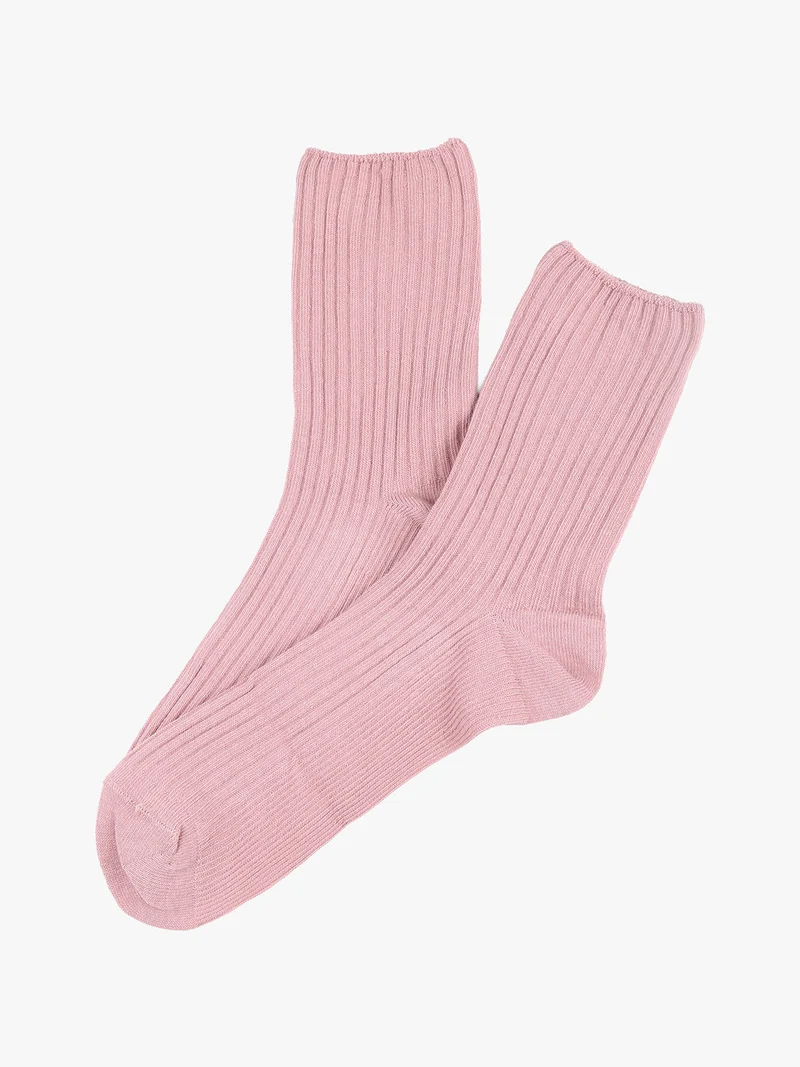 Calza corta da donna a costine - rosa