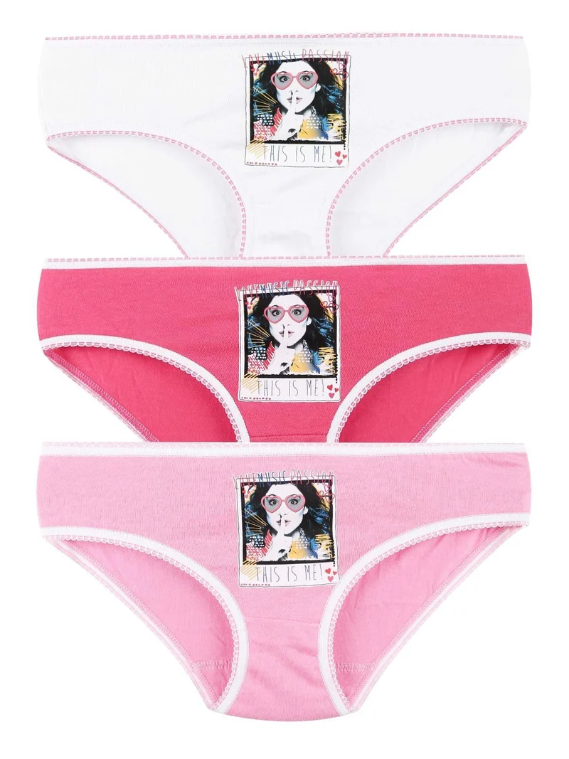 Tris slip bambina in cotone - assortito