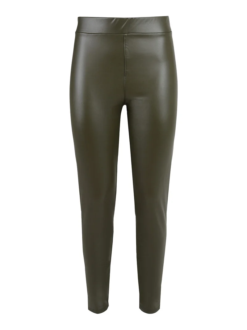 Leggings donna in ecopelle - militare